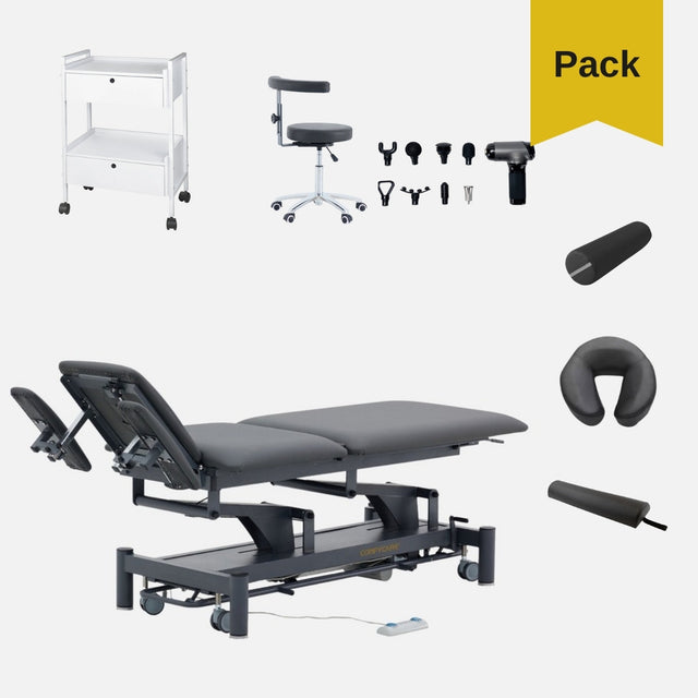 Pack PRO camilla eléctrica y mobiliario para clínica de fisioterapia