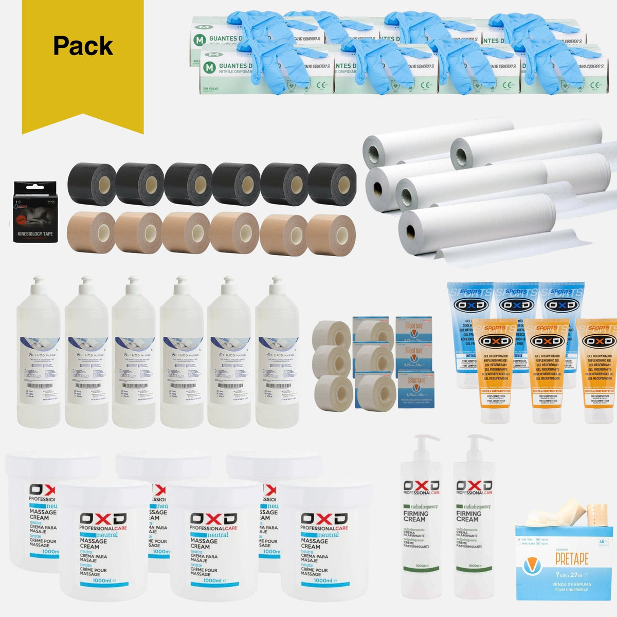 Material de fisioterapia para clínicas: pack de reposición de consumibles
